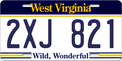 WV license plate 2XJ821