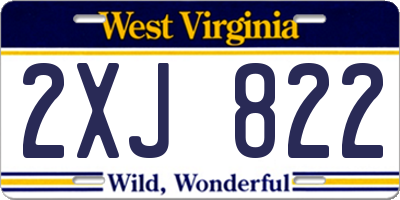WV license plate 2XJ822
