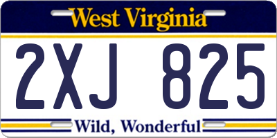 WV license plate 2XJ825