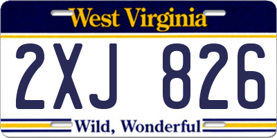 WV license plate 2XJ826