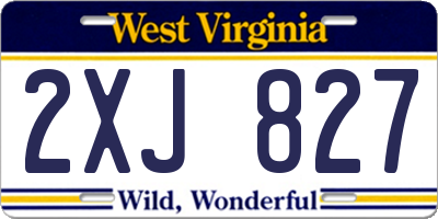 WV license plate 2XJ827