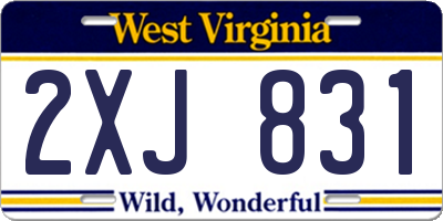 WV license plate 2XJ831