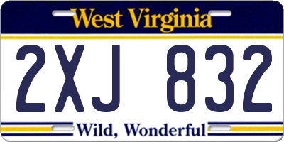 WV license plate 2XJ832