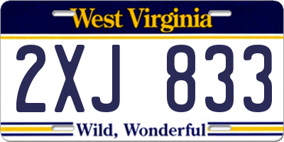 WV license plate 2XJ833