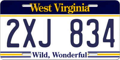 WV license plate 2XJ834
