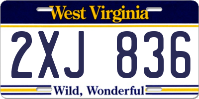WV license plate 2XJ836