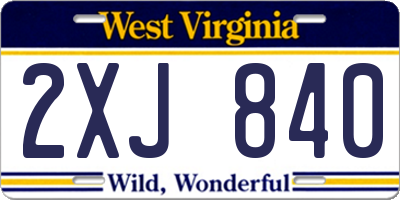 WV license plate 2XJ840