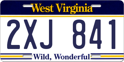 WV license plate 2XJ841