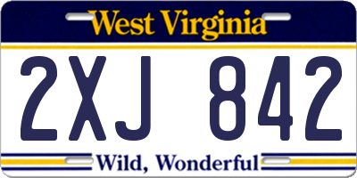 WV license plate 2XJ842
