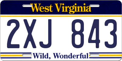 WV license plate 2XJ843