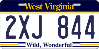 WV license plate 2XJ844