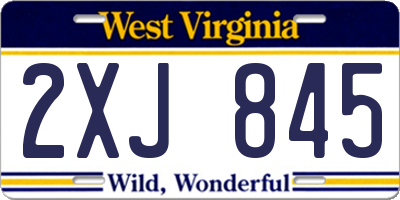 WV license plate 2XJ845