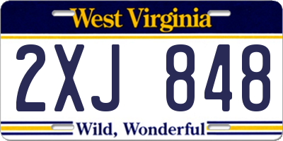 WV license plate 2XJ848