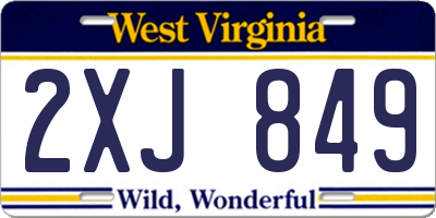 WV license plate 2XJ849