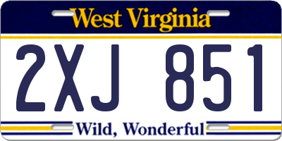 WV license plate 2XJ851