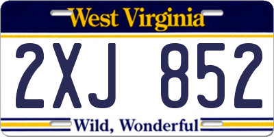 WV license plate 2XJ852
