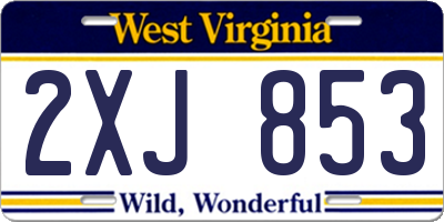 WV license plate 2XJ853