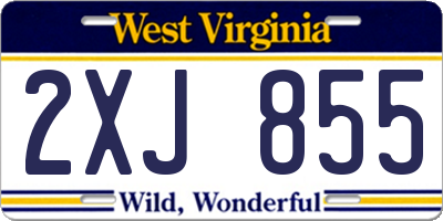 WV license plate 2XJ855