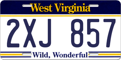 WV license plate 2XJ857