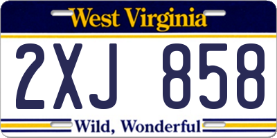 WV license plate 2XJ858