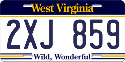 WV license plate 2XJ859