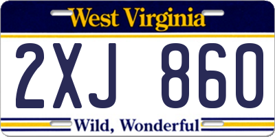 WV license plate 2XJ860