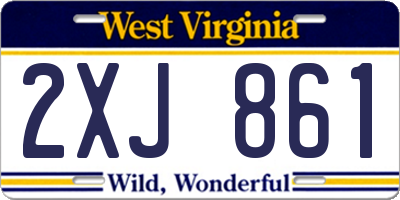 WV license plate 2XJ861