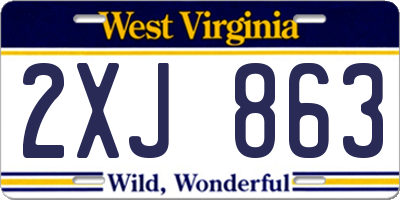 WV license plate 2XJ863