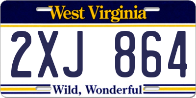 WV license plate 2XJ864