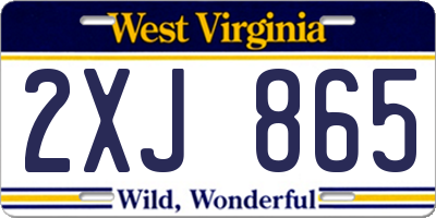 WV license plate 2XJ865