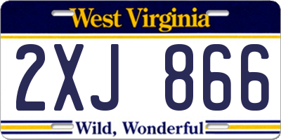 WV license plate 2XJ866