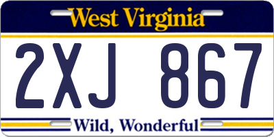 WV license plate 2XJ867