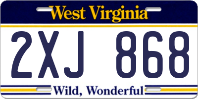 WV license plate 2XJ868