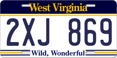 WV license plate 2XJ869