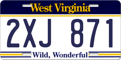 WV license plate 2XJ871