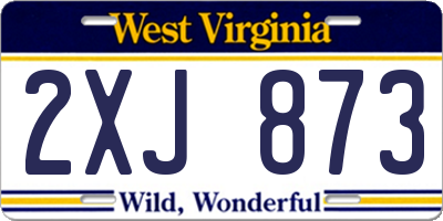 WV license plate 2XJ873