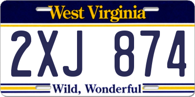 WV license plate 2XJ874