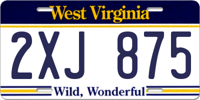 WV license plate 2XJ875