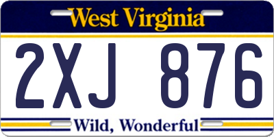 WV license plate 2XJ876