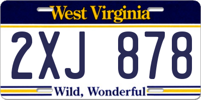 WV license plate 2XJ878
