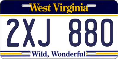 WV license plate 2XJ880