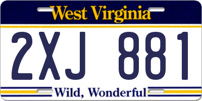 WV license plate 2XJ881