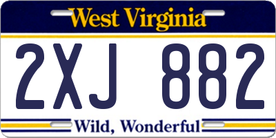 WV license plate 2XJ882