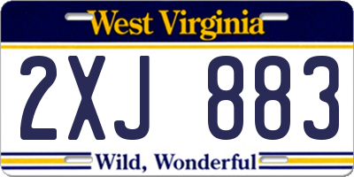 WV license plate 2XJ883