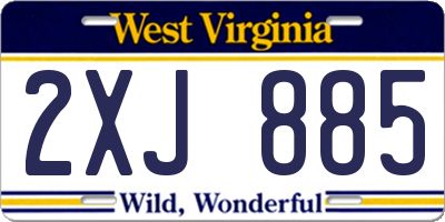 WV license plate 2XJ885