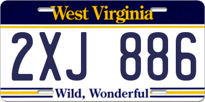 WV license plate 2XJ886