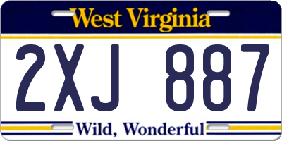 WV license plate 2XJ887