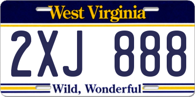 WV license plate 2XJ888