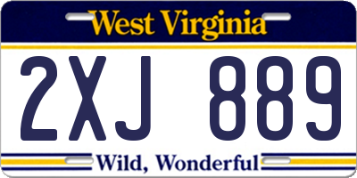 WV license plate 2XJ889