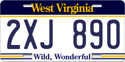 WV license plate 2XJ890